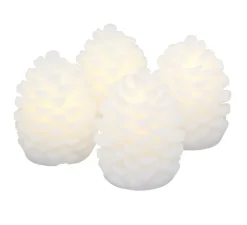 Lampe*Sirius Bougie, cire, Pomme de Pin, Clara SET 4 pièces, , LED, Ø5,8cm, H7cm - blanc