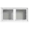 Cadre en-saillie, LS 990, Double horizontal ou vertical, Blanc brillant, Interrupteur et Prise, L15,2cm, H8,1cm - Jung