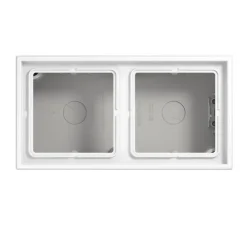 Cadre en-saillie, LS 990, Double horizontal ou vertical, Blanc brillant, Interrupteur et Prise, L15,2cm, H8,1cm - Jung