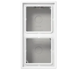 Cadre en-saillie, LS 990, Double horizontal ou vertical, Blanc brillant, Interrupteur et Prise, L15,2cm, H8,1cm - Jung