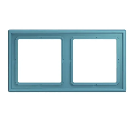 Cadre, LS 990, Double horizontal ou vertical, Le Corbusier Bleu Céruléen Vif 32031, Interrupteur et Prise, L15,2cm, H8,1cm - Jung