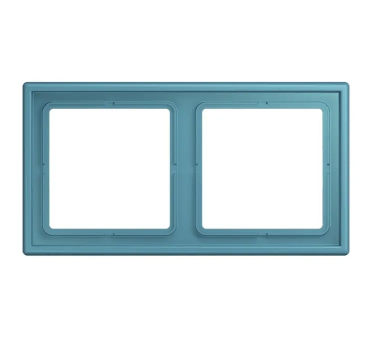 Cadre, LS 990, Double horizontal ou vertical, Le Corbusier Bleu Céruléen Vif 32031, Interrupteur et Prise, L15,2cm, H8,1cm - Jung
