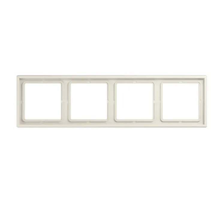 Cadre, LS 990, Quadruple horizontal ou vertical, Ivoire, Interrupteur et Prise, L29,4cm, H8,1cm - Jung