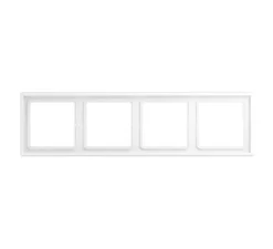 Cadre, LS 990, Quadruple horizontal ou vertical, Blanc mat, Interrupteur et Prise, L29,4cm, H8,1cm - Jung