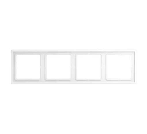 Cadre, LS 990, Quadruple horizontal ou vertical, Blanc mat, Interrupteur et Prise, L29,4cm, H8,1cm - Jung