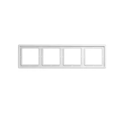 Cadre, LS 990, Quadruple horizontal ou vertical, Blanc, Interrupteur et Prise, L29,4cm, H8,1cm - Jung