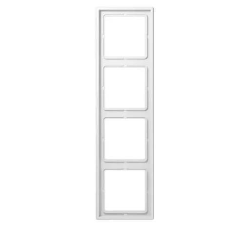 Cadre, LS 990, Quadruple horizontal ou vertical, Blanc, Interrupteur et Prise, L29,4cm, H8,1cm - Jung
