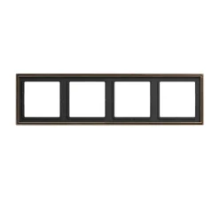 Cadre, LS 990, Quadruple horizontal ou vertical, Laiton ancien, Interrupteur et Prise, L29,4cm, H8,1cm - Jung