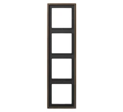 Cadre, LS 990, Quadruple horizontal ou vertical, Laiton ancien, Interrupteur et Prise, L29,4cm, H8,1cm - Jung