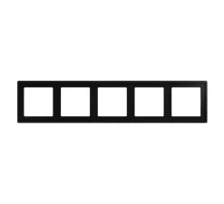 Cadre, LS 990, Quintuple horizontal ou vertical, Noir mat, Interrupteur et Prise, L36,5cm, H8,1cm - Jung