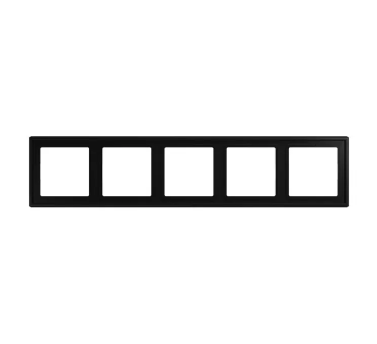 Cadre, LS 990, Quintuple horizontal ou vertical, Noir mat, Interrupteur et Prise, L36,5cm, H8,1cm - Jung