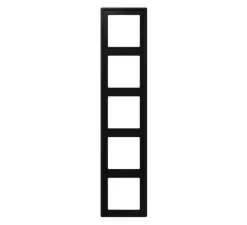 Cadre, LS 990, Quintuple horizontal ou vertical, Noir mat, Interrupteur et Prise, L36,5cm, H8,1cm - Jung