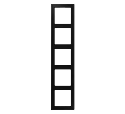 Cadre, LS 990, Quintuple horizontal ou vertical, Noir mat, Interrupteur et Prise, L36,5cm, H8,1cm - Jung