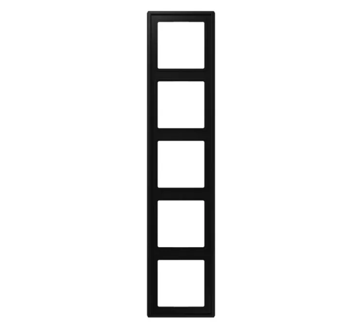 Cadre, LS 990, Quintuple horizontal ou vertical, Noir mat, Interrupteur et Prise, L36,5cm, H8,1cm - Jung