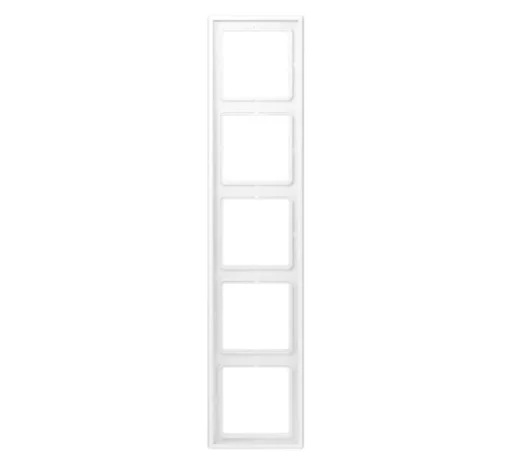 Cadre, LS 990, Quintuple horizontal ou vertical, Blanc mat, Interrupteur et Prise, L36,5cm, H8,1cm - Jung