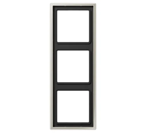 Prise|Interrupteur*Jung Cadre, LS 990, Triple horizontal ou vertical, Métal Inox, Interrupteur et Prise, L22,3cm, H8,1cm -