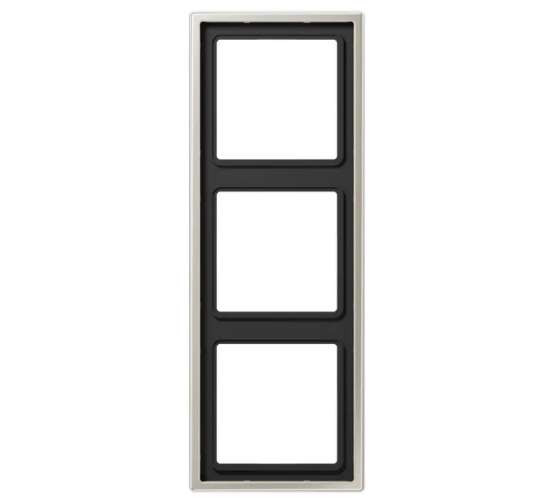 Prise|Interrupteur*Jung Cadre, LS 990, Triple horizontal ou vertical, Métal Inox, Interrupteur et Prise, L22,3cm, H8,1cm -