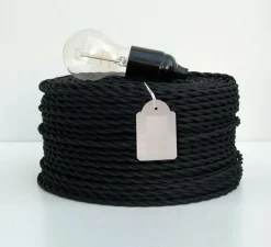 Câble électrique, textile tressé, noir, 1m - Zangra