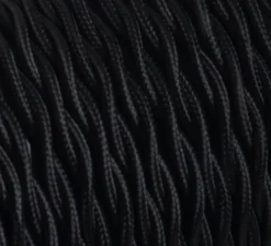 Câble électrique, textile tressé, noir, 1m - Zangra