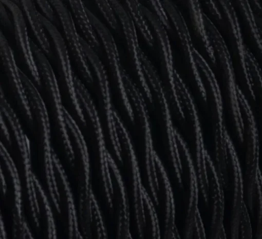 Câble électrique, textile tressé, noir, 1m - Zangra
