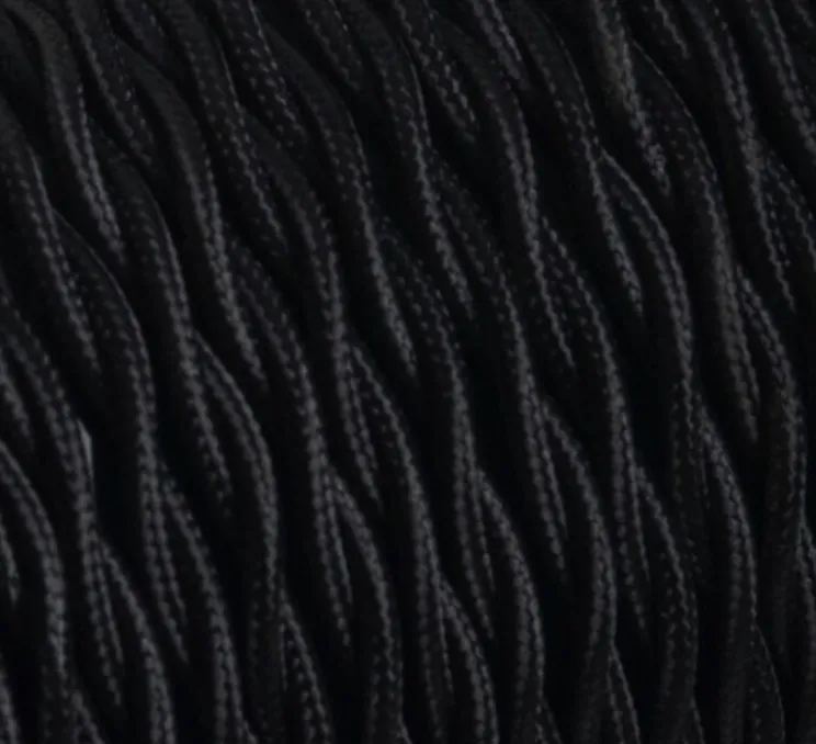 Câble électrique, textile tressé, noir, 1m - Zangra