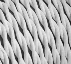 Câble électrique, textile, tressé, blanc, 1m de long, ZANGRA