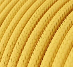 Rosace & Câble*Creative Cables Câble rond, série textile brillant, RM10, deux fils conducteurs, , Ø0,62cm, L1m - jaune maïs brillant