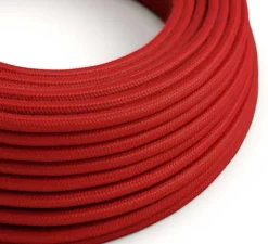Câble textile rond, série coton, RC35, deux fils conducteurs, rouge feu, Ø0,62cm, L1m - Creative Cables