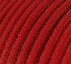 Câble textile rond, série coton, RC35, deux fils conducteurs, rouge feu, Ø0,62cm, L1m - Creative Cables