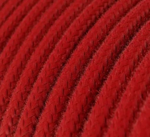 Rosace & Câble*Creative Cables Câble textile rond, série coton, RC35, deux fils conducteurs, , Ø0,62cm, L5m - rouge feu