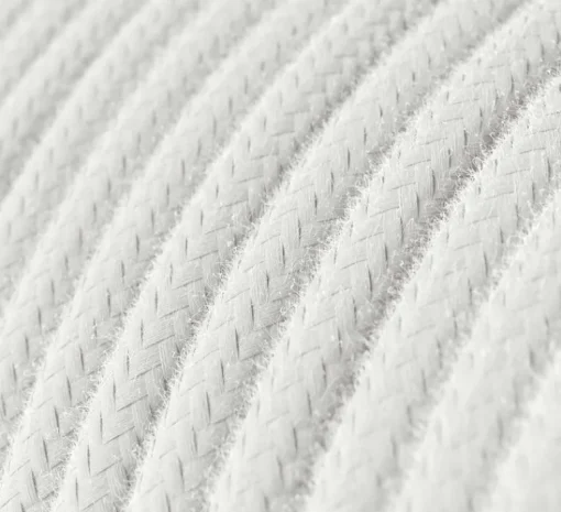 Rosace & Câble*Creative Cables Câble textile rond, série coton, RC01, deux fils conducteurs, , Ø0,62cm, L1m - blanc optique