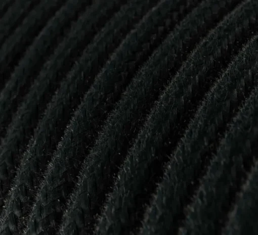 Rosace & Câble*Creative Cables Câble textile rond, série coton, RC04, deux fils conducteurs, , Ø0,62cm, L10m - noir charbon