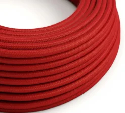 Câble textile rond, série coton, RC35, deux fils conducteurs, rouge feu, Ø0,62cm, L10m - Creative Cables