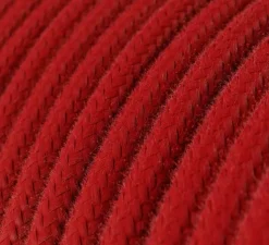 Câble textile rond, série coton, RC35, deux fils conducteurs, rouge feu, Ø0,62cm, L10m - Creative Cables