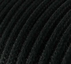 Rosace & Câble*Creative Cables Câble textile rond, série coton, RC04, deux fils conducteurs, , Ø0,62cm, L5m - noir charbon