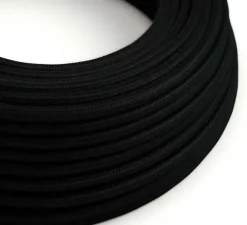 Câble textile rond, série coton, RC04, deux fils conducteurs, noir charbon, Ø0,62cm, L1m - Creative Cables