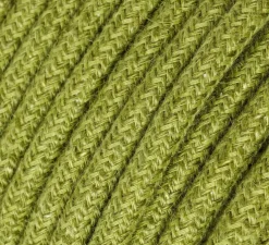 Câble textile rond, série jute, RN23, deux fils conducteurs, vert foin, Ø0,62cm, L1m - Creative Cables