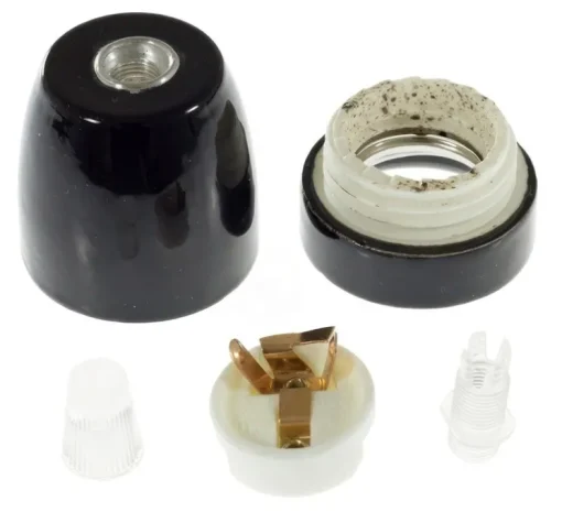 Douille E27, série porcelaine, noir, Ø4,5 cm, H6 cm - Creative Cables