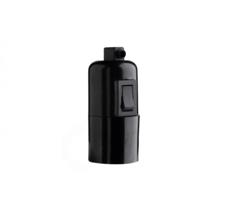 Accessoires*Zangra Douille en bakélite avec interrupteur, , Ø3,5cm, H7cm - noir