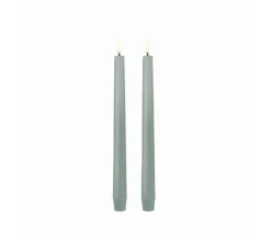 Duo de Lampes Bougie, Taper, dusty green, Ø2,3cm, H25cm, LED, dim, 2400K, 6 lm-Uyuni