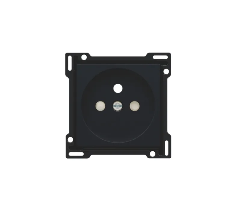 Prise*Niko Enjoliveur, Intense, Simple, Matt black coated, Prise-2P+T x1, L5,6cm, H5,6cm -