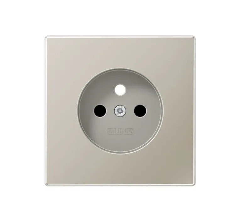 Prise*Jung Enjoliveur, LS 990, Métal Inox, Prise-2P+T x1, L7cm, H7cm -