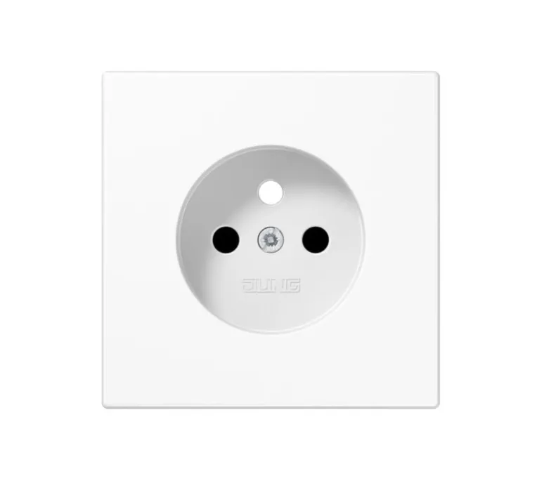 Prise*Jung Enjoliveur, LS 990, Simple, Blanc brillant, Prise-2P+T x1, L7cm, H7cm -