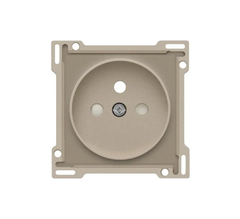 Prise*Niko Enjoliveur, Prise, Rocker et Toggle, Simple, Steel champagne coated, Prise-2P+T x1, L4cm, H4cm -