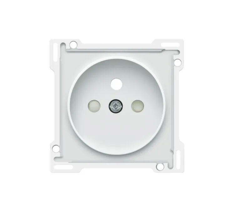 Enjoliveur, Prise, Rocker et Toggle, Simple, Steel white coated, Prise-2P+T x1, L4cm, H4cm - Niko