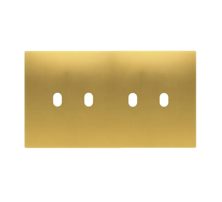 Interrupteur*Font Barcelona Façade, 5.1, Bridge, Double horizontal, Laiton doré brossé mat, Interrupteur x4, L16,1cm, H9cm -