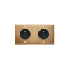 Prise*Modelec Façade à vis, Confidence, Double horizontal, Vieux bronze, Prise-PC x2, L15,1cm, H8cm -