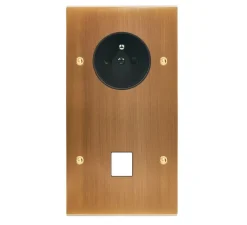 Prise*Modelec Façade à vis, Confidence, Double vertical, Vieux bronze, Prise-PC x1 et RJ45 x1, L8cm, H15,1cm -