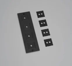 Interrupteur|Prise*Buster & Punch Façade, Buster, Quadruple vertical, Noir, Avec insert, L9cm, H30,3cm -