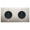 Prise*Modelec Façade, Confidence, Double horizontal, Nickel satiné, Prise-2P+T x2, À vis, L15,1cm, H8cm -